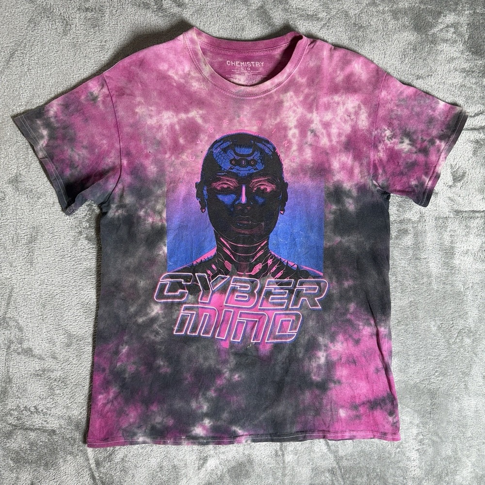 Chemistry Cyber Mind Shirt Adult‎ Large Tie-Dye Tee Pink Gray Blue Graphic Tee